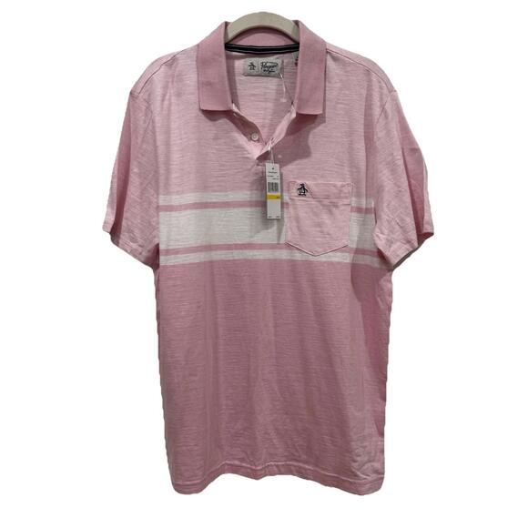 Men’s Original Penguin‎ Parfait Pink Pullover Shirt Size Medium M Collar Polo - Picture 1 of 8
